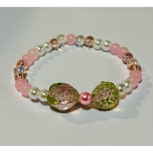 Cute Pink Pearl Bracelet Kitty Charm Kawaii Beaded Jewelry